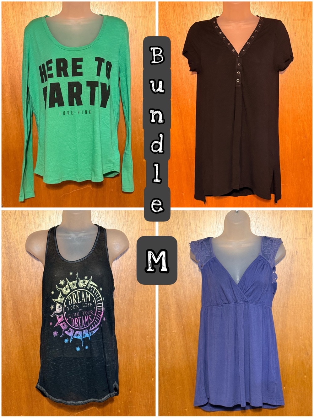 Bundle of 4 sz Medium Tops VS PINK American Eagle